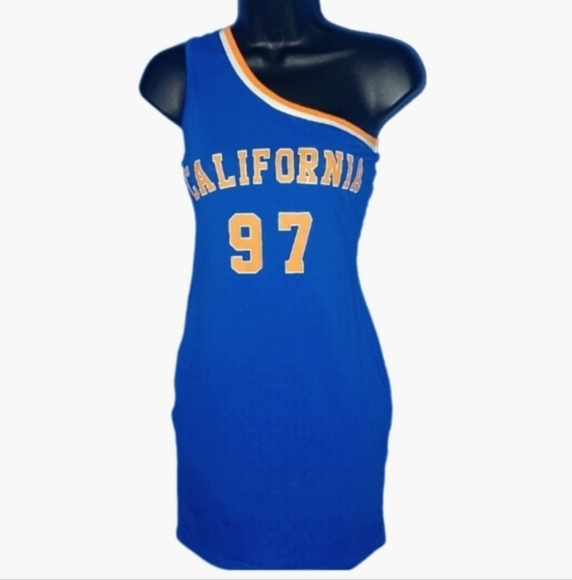 SHEIN Blue One-Shoulder Jersey Dress - Picture 3 of 4